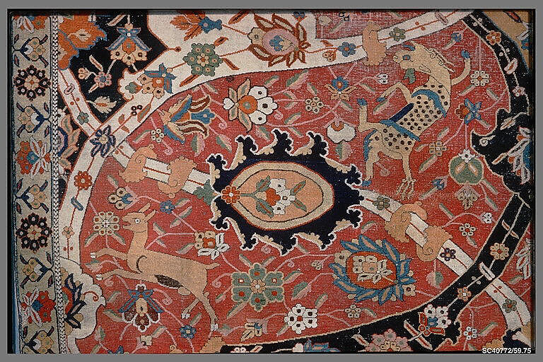 Carpet, Cotton (warp and weft), wool (weft and pile); asymmetrically knotted pile