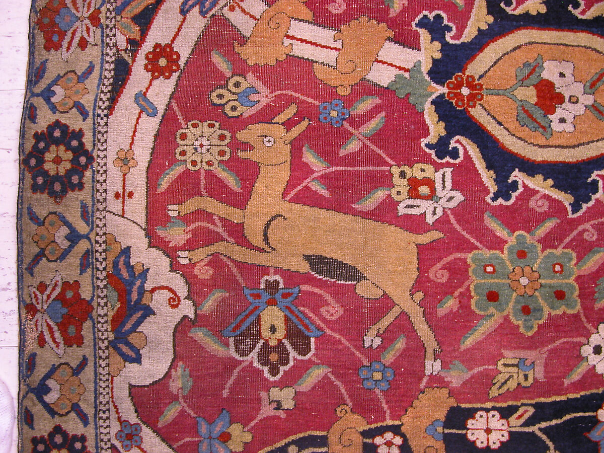 Carpet, Cotton (warp and weft), wool (weft and pile); asymmetrically knotted pile