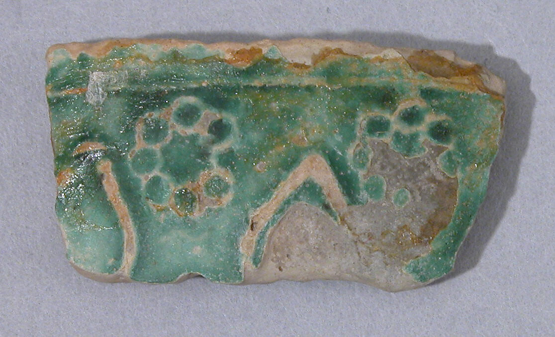 Fragment, Earthenware; molded decoration, glazed 