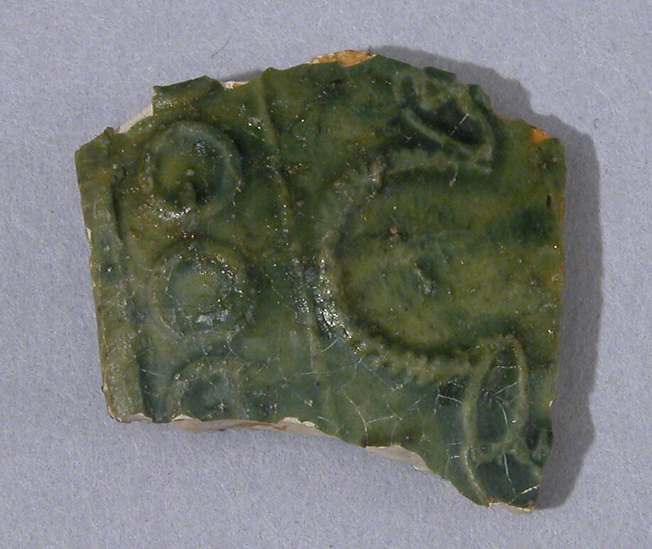 Fragment, Earthenware; molded decoration, glazed 