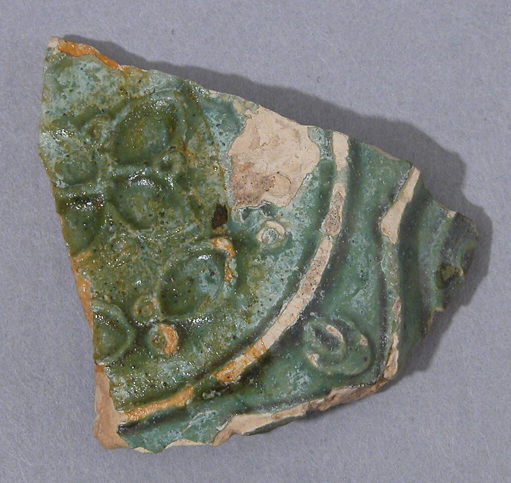 Fragment, Earthenware; molded decoration, glazed 