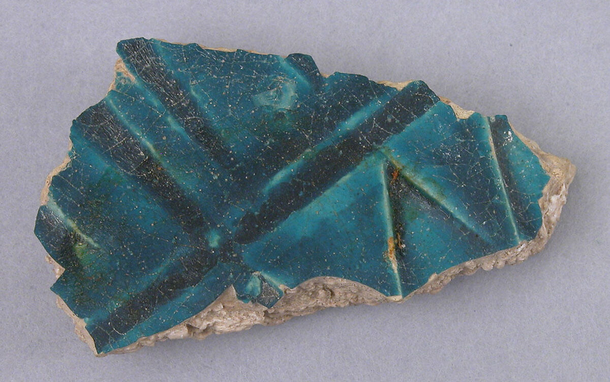 Ceramic Fragment, Earthenware; molded decoration, glazed 