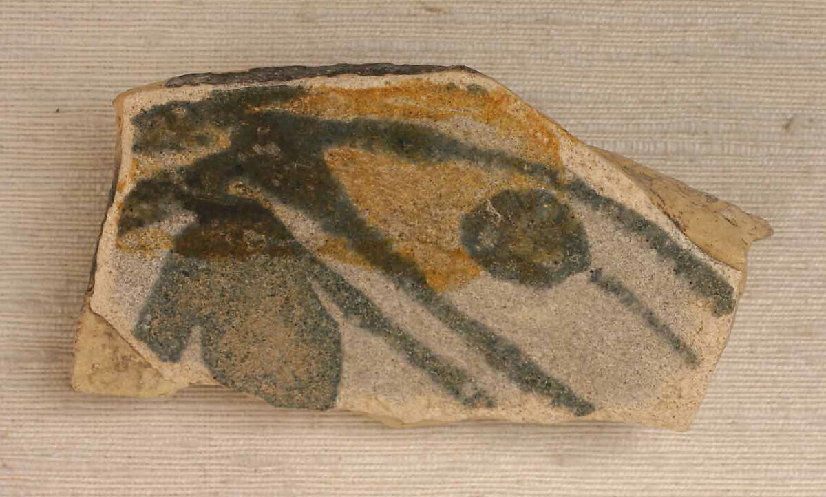 Fragment, Earthenware; splash glazed decoration 