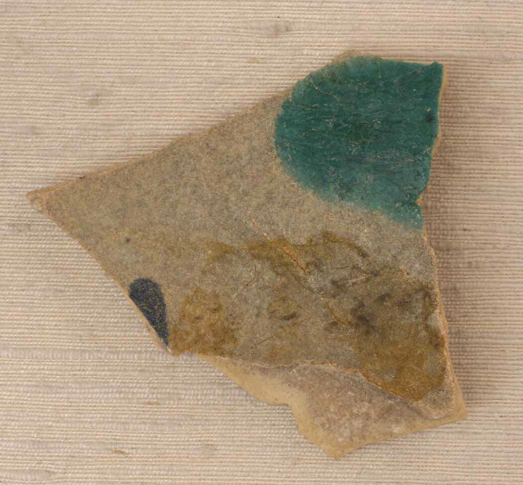 Ceramic Fragment, Earthenware; splash glazed decoration 