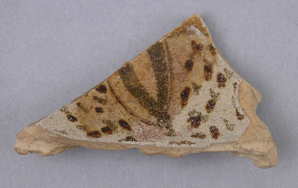 Fragment, Earthenware; slip painted, glazed 