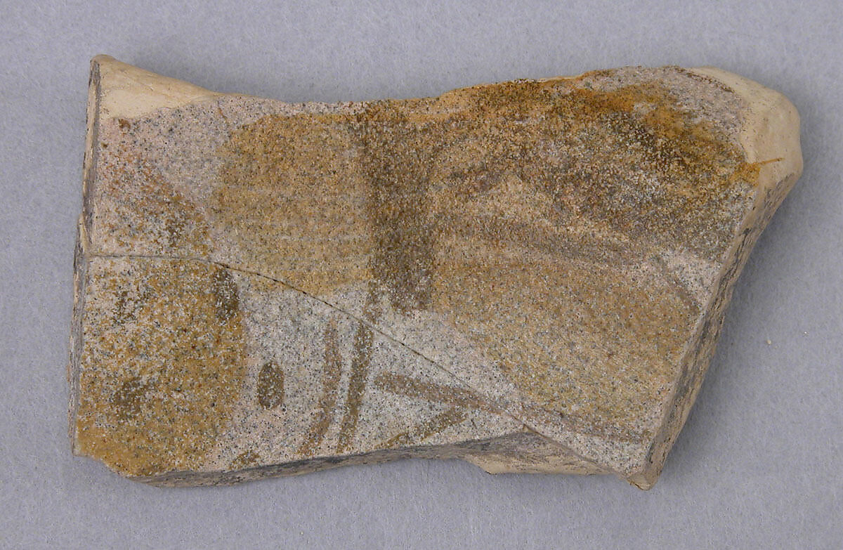 Fragment, Earthenware; slip painted, glazed 