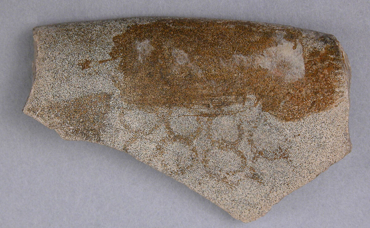 Fragment, Earthenware; slip painted, glazed 