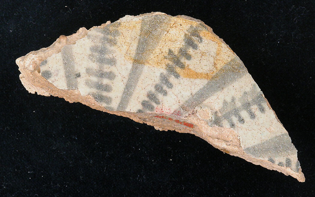 Fragment, Earthenware; slip painted and glazed 