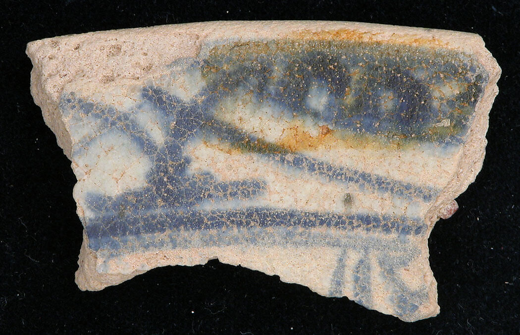 Ceramic Fragment, Stonepaste; slip painted and glazed 