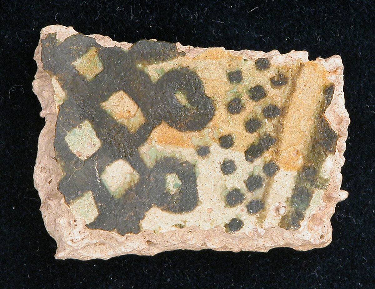 Fragment, Earthenware; slip painted and glazed 