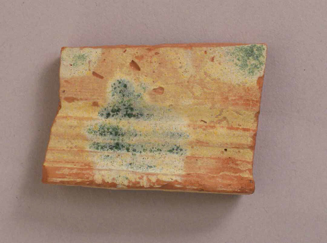 Fragment, Earthenware; slip painted and glazed 