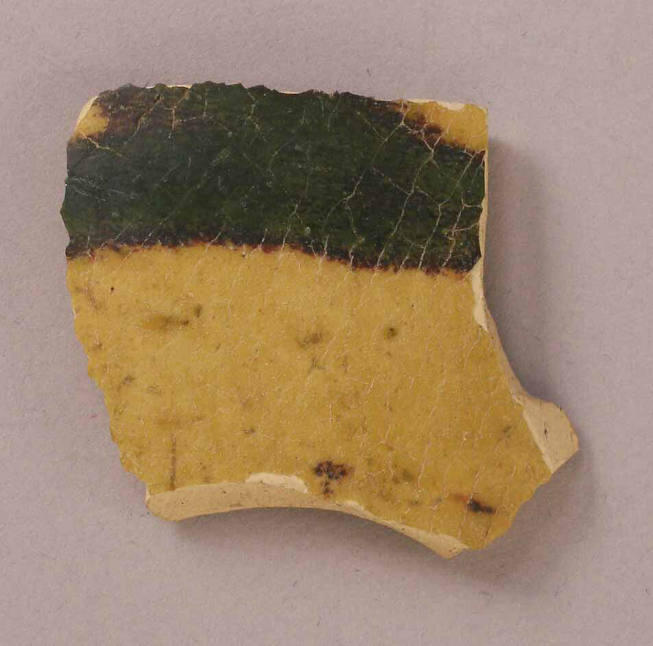 Fragment, Earthenware; slip painted and glazed 