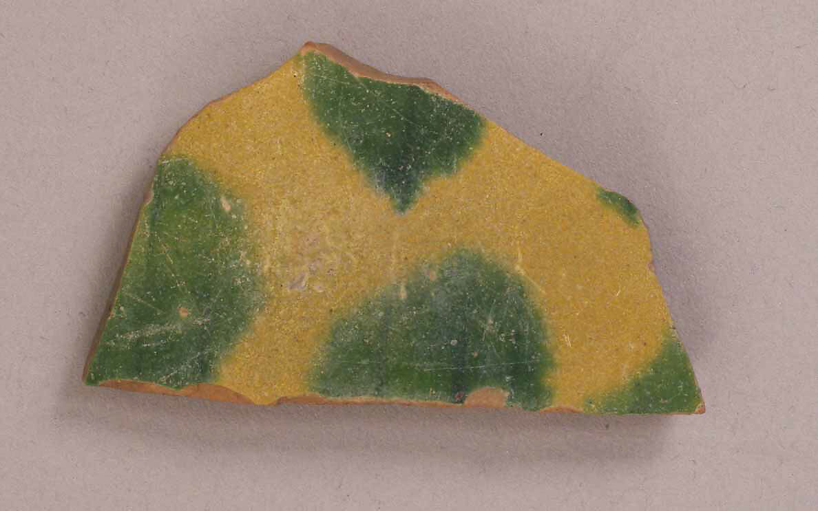 Fragment, Earthenware; slip painted and glazed 