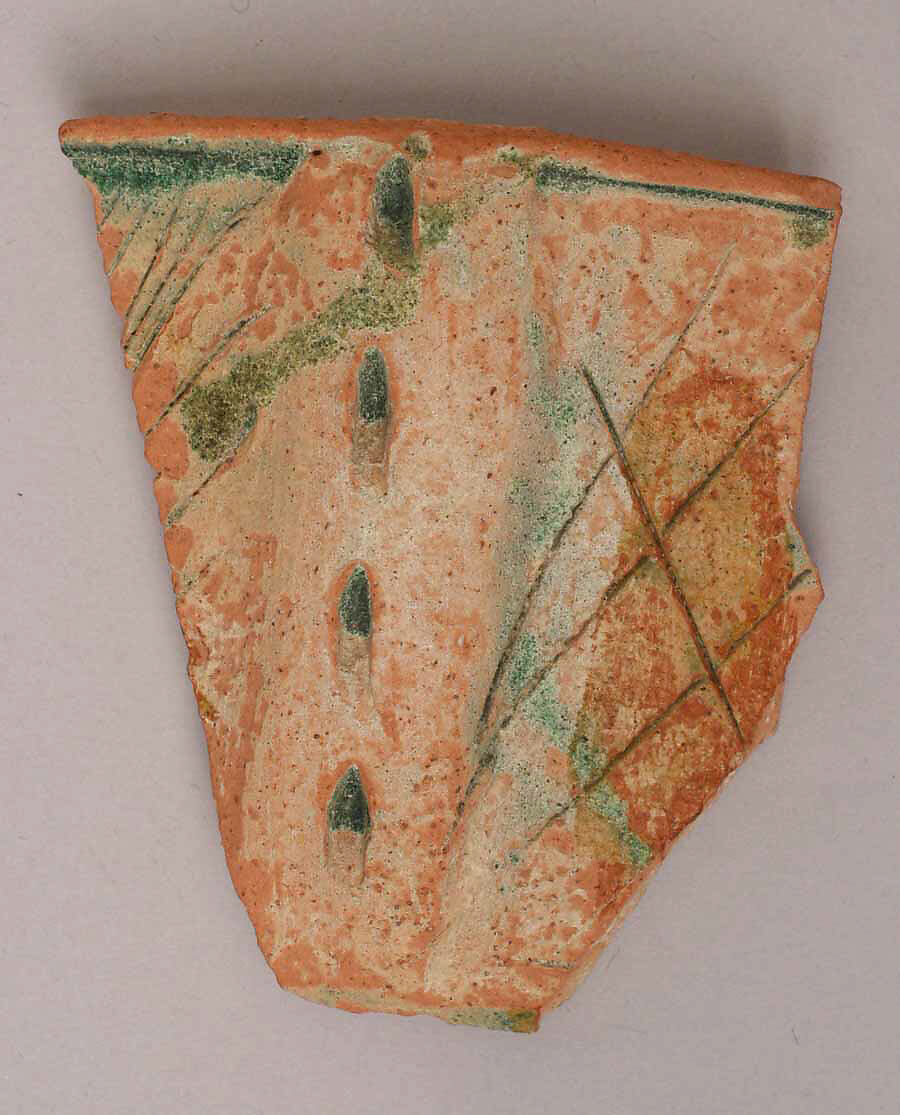 Fragment, Earthenware; incised and glazed 