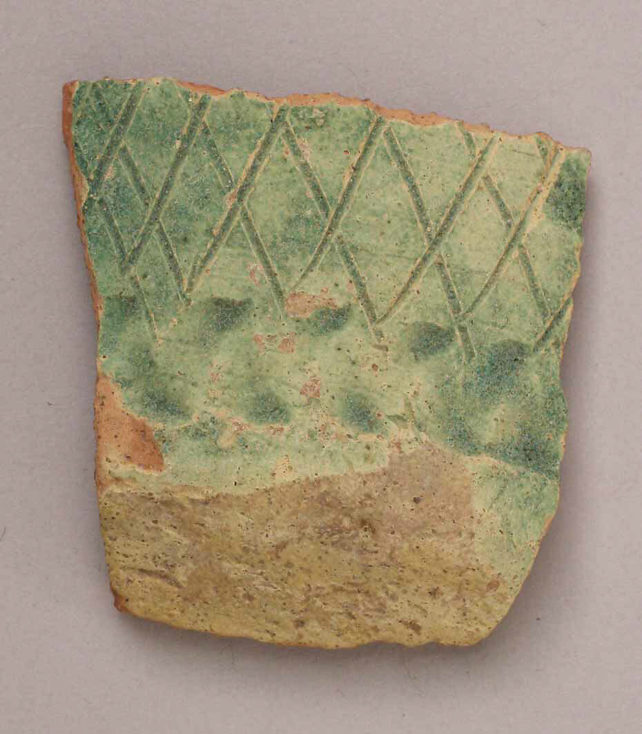 Fragment, Earthenware; glazed 