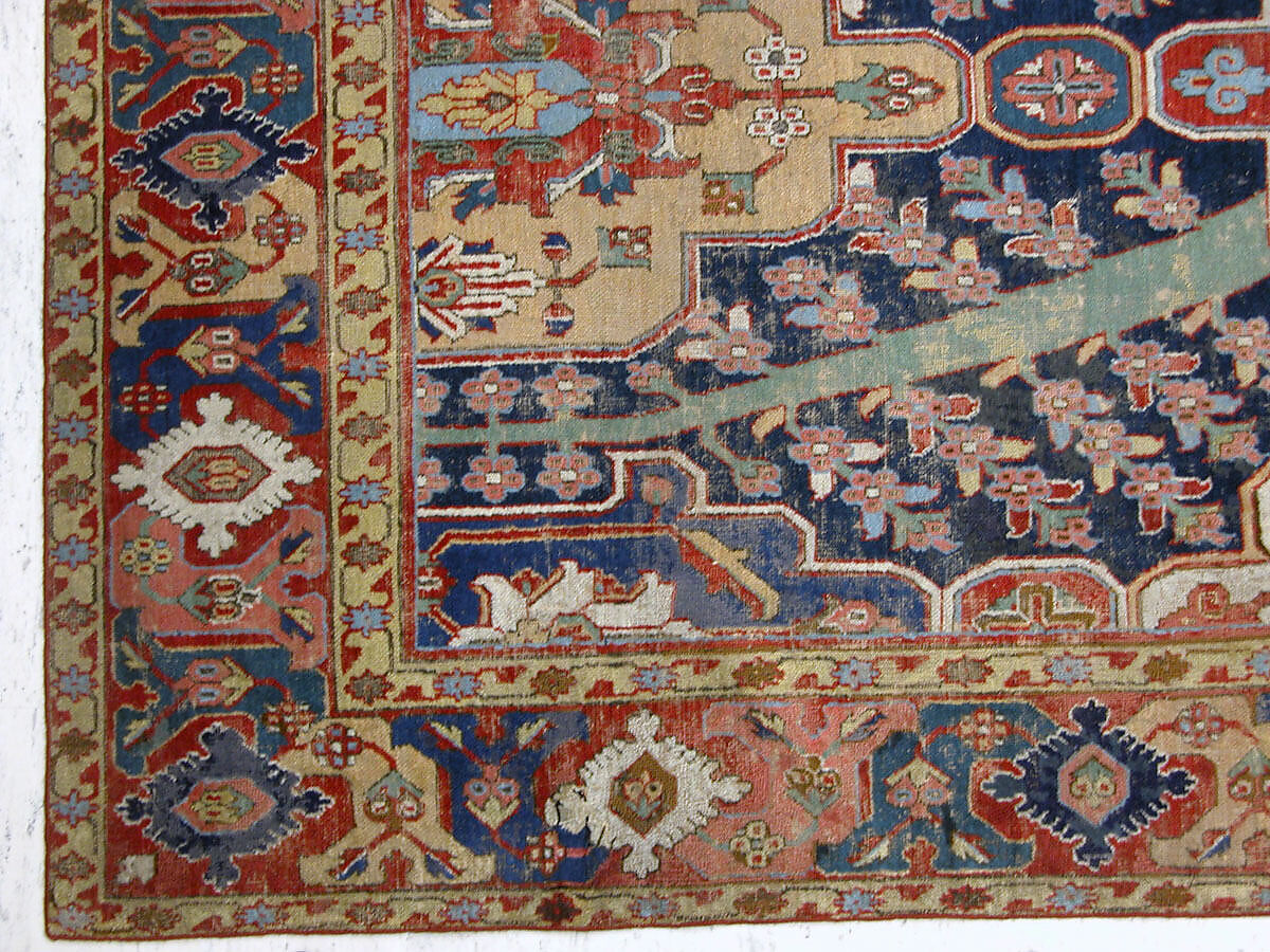 Carpet with Tree and Cartouche Design, Cotton (warp and weft), wool (pile); asymmetrically knotted pile