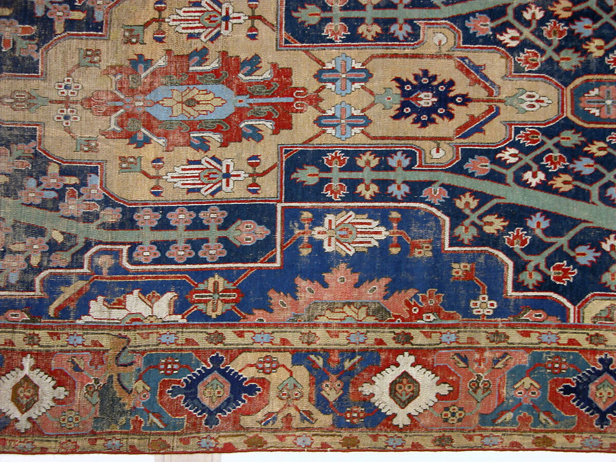 Carpet with Tree and Cartouche Design, Cotton (warp and weft), wool (pile); asymmetrically knotted pile