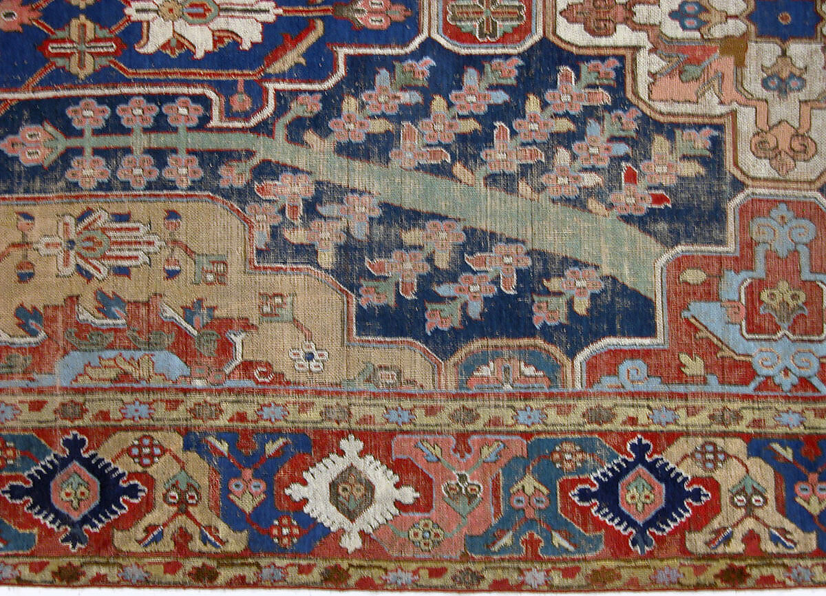 Carpet with Tree and Cartouche Design, Cotton (warp and weft), wool (pile); asymmetrically knotted pile