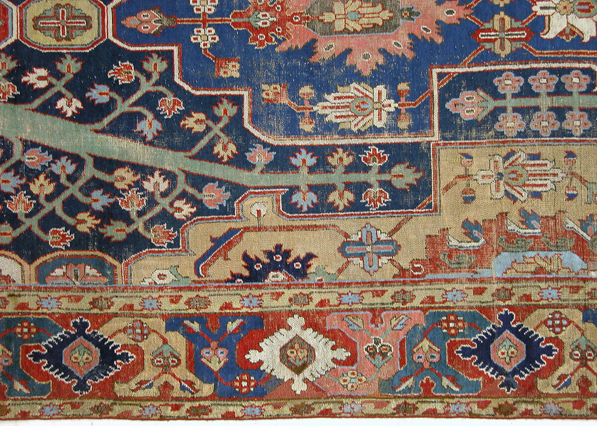 Carpet with Tree and Cartouche Design, Cotton (warp and weft), wool (pile); asymmetrically knotted pile