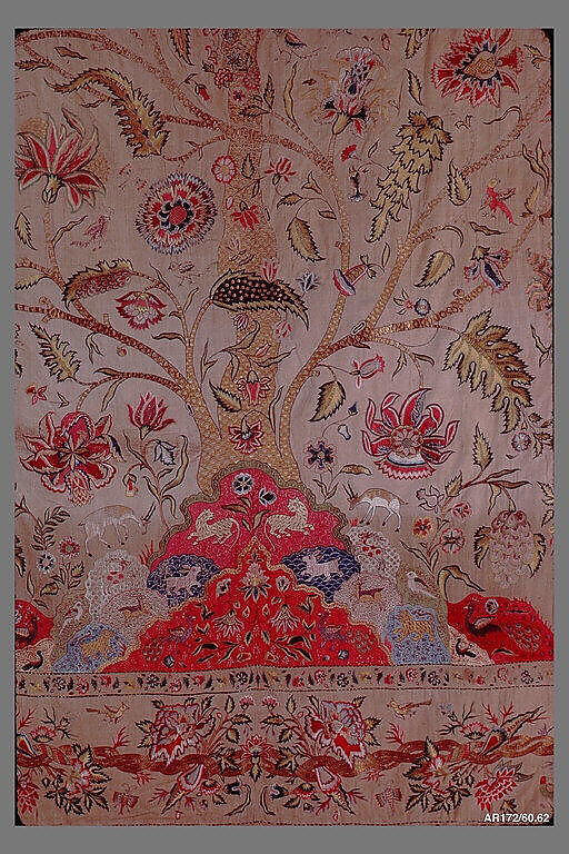 Hanging, Cotton; plain weave, embroidered in silk