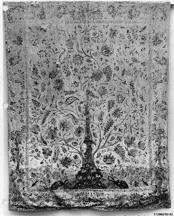 Hanging, Cotton; plain weave, embroidered in silk