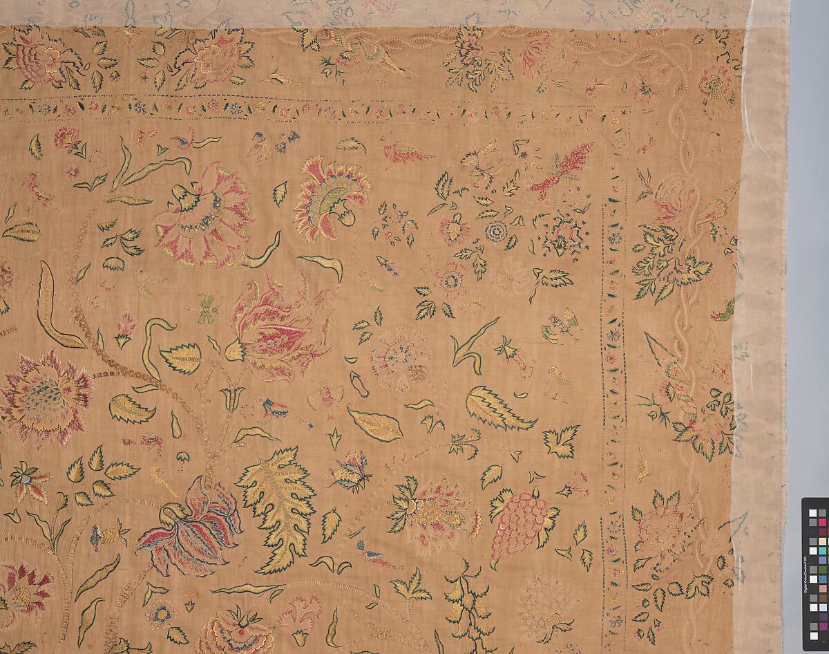 Hanging, Cotton; plain weave, embroidered in silk