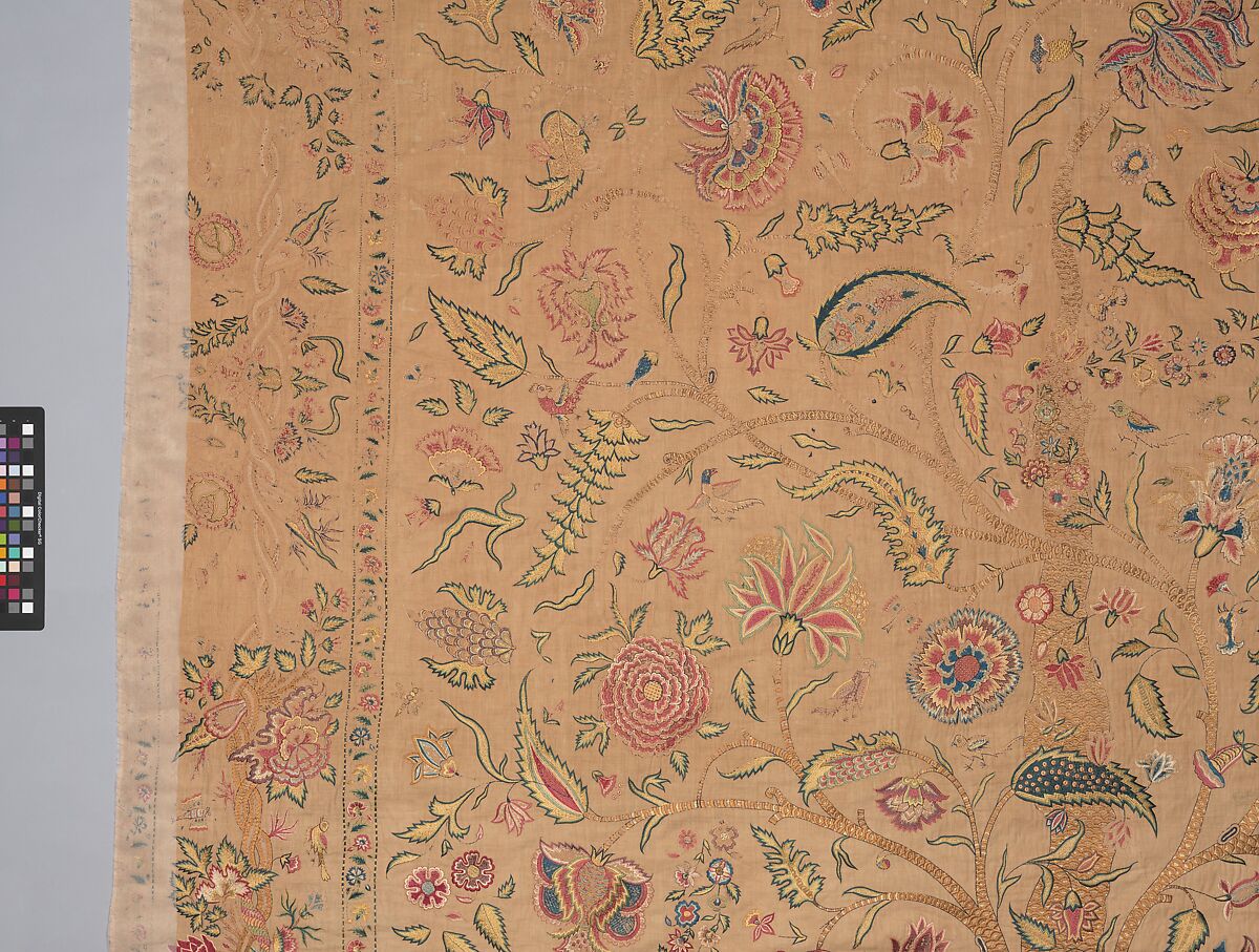 Hanging, Cotton; plain weave, embroidered in silk