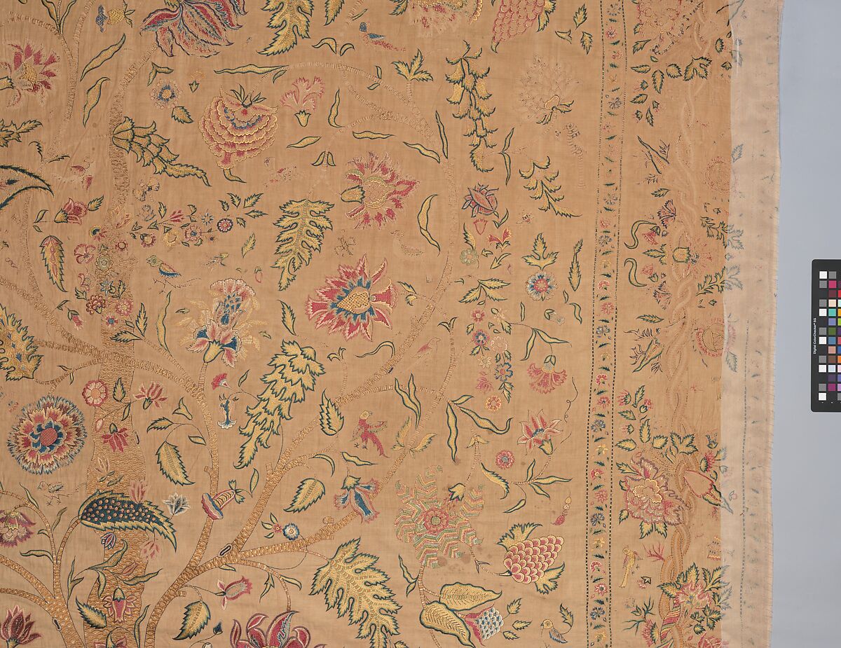 Hanging, Cotton; plain weave, embroidered in silk