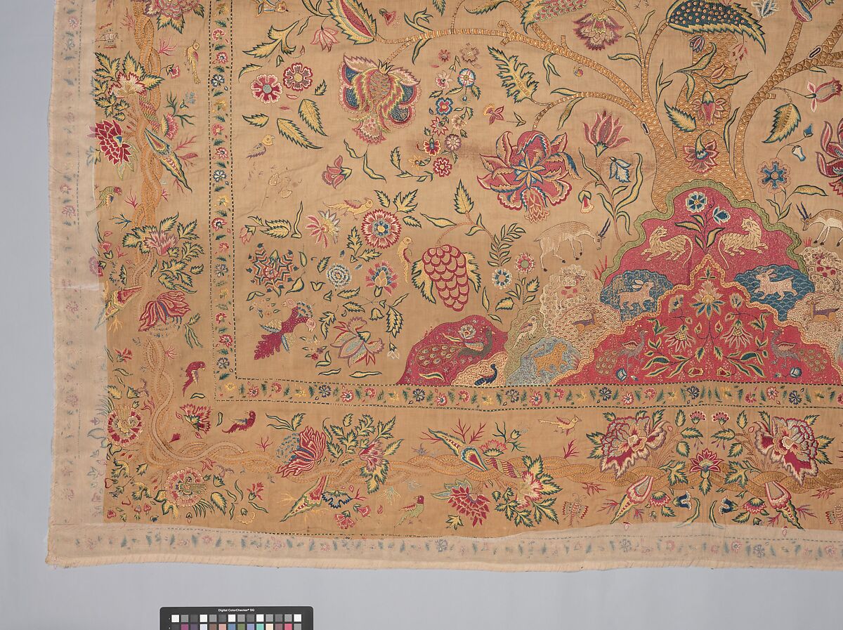 Hanging, Cotton; plain weave, embroidered in silk