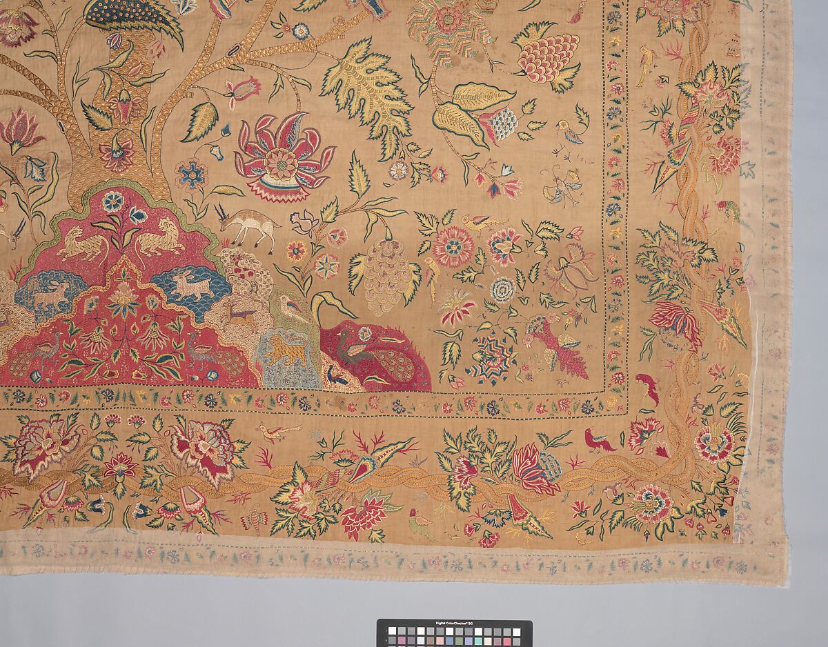 Hanging, Cotton; plain weave, embroidered in silk