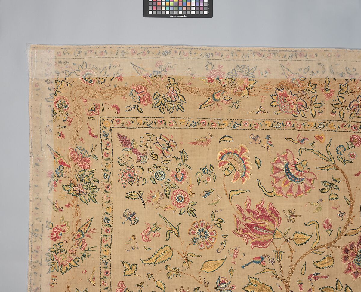 Hanging, Cotton; plain weave, embroidered in silk