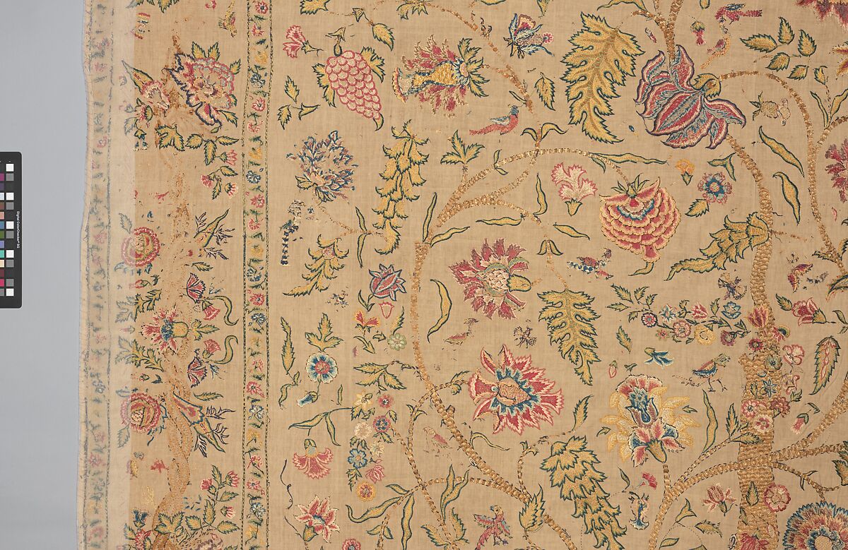 Hanging, Cotton; plain weave, embroidered in silk