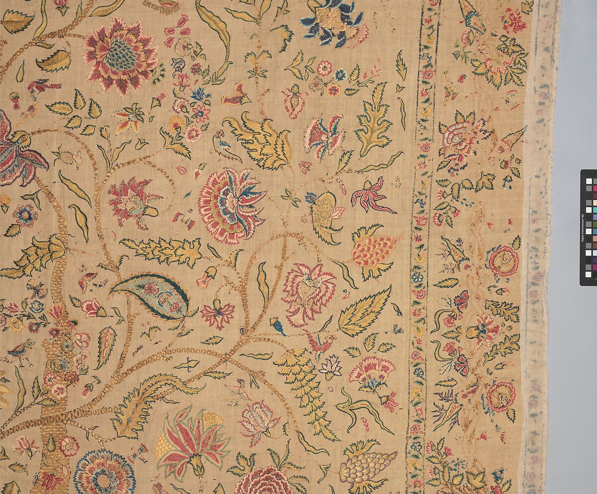 Hanging, Cotton; plain weave, embroidered in silk