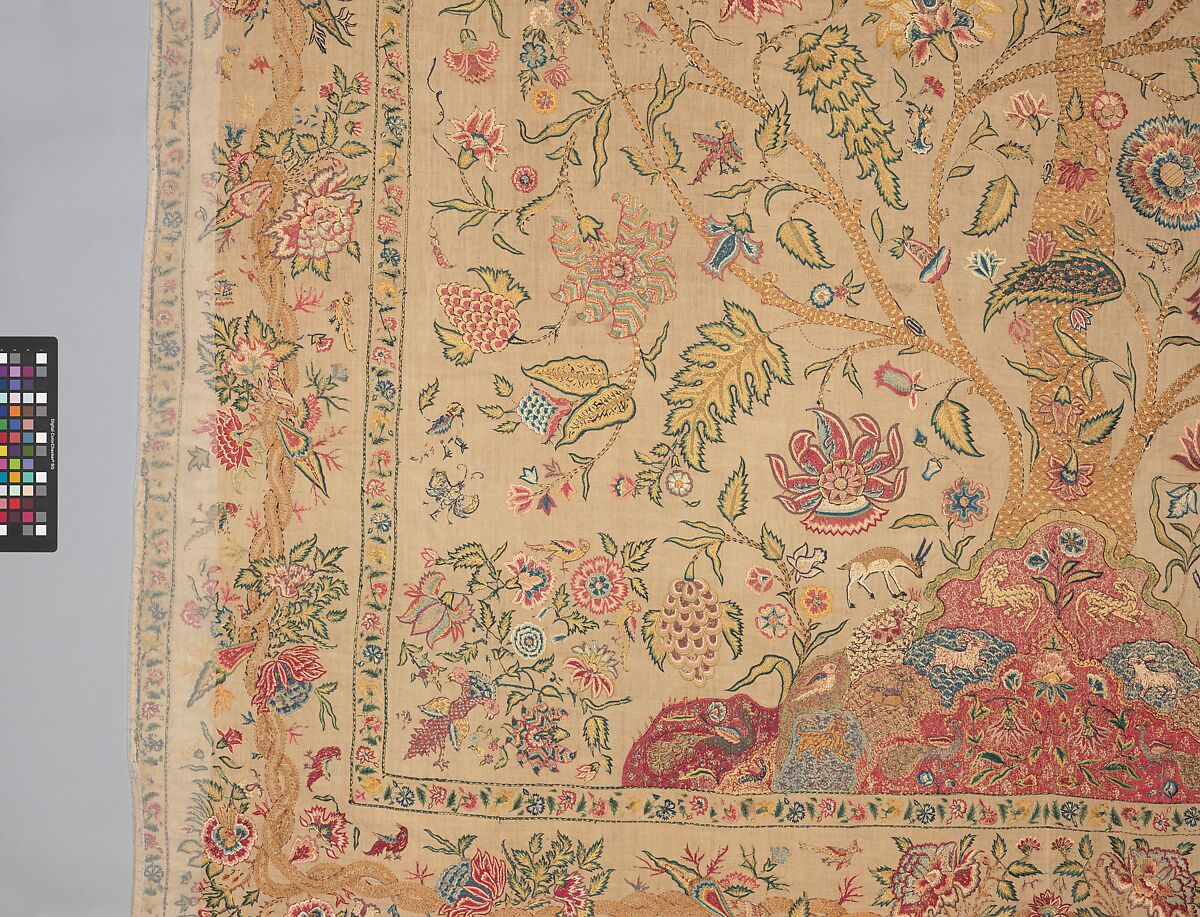 Hanging, Cotton; plain weave, embroidered in silk