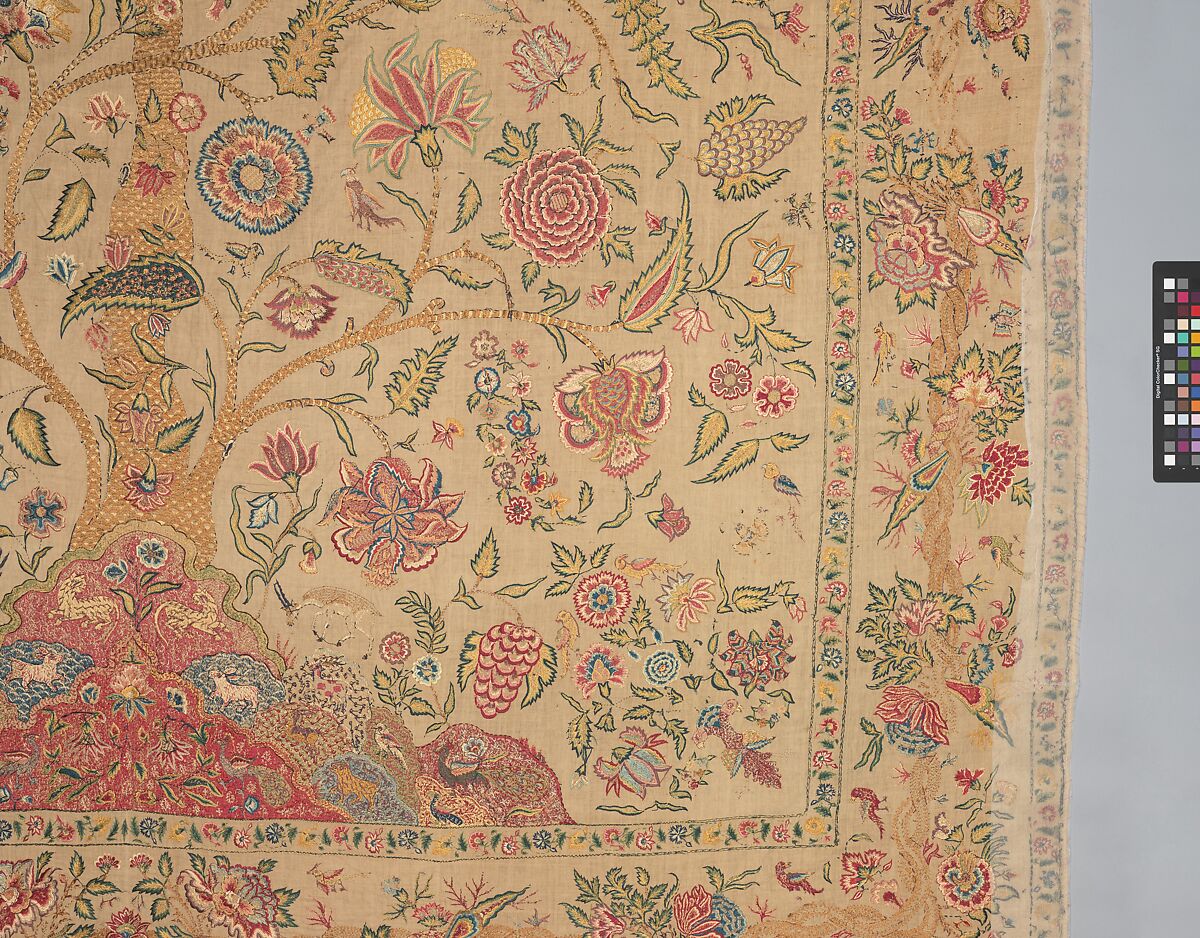 Hanging, Cotton; plain weave, embroidered in silk