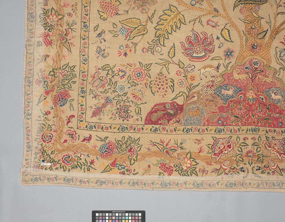 Hanging, Cotton; plain weave, embroidered in silk