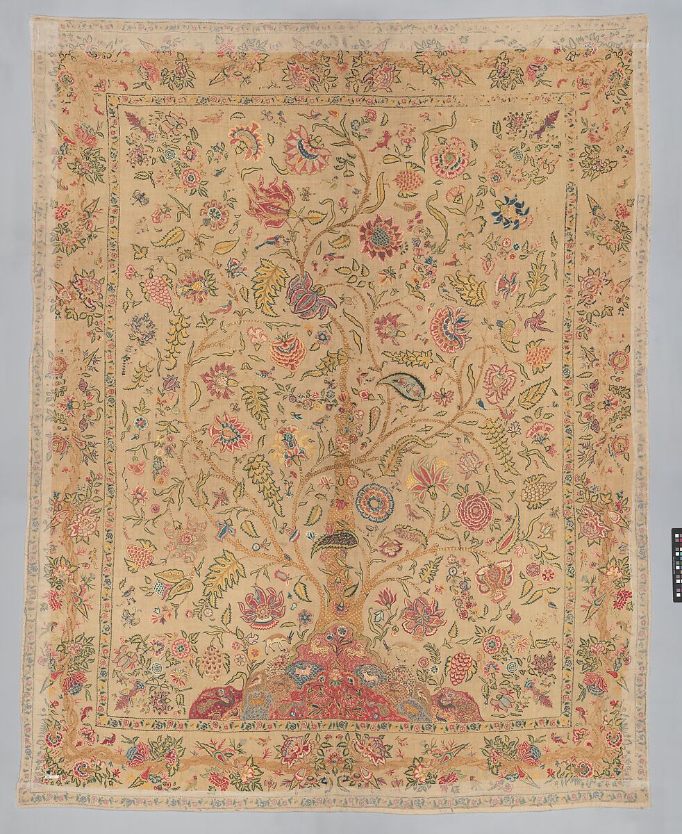 Hanging, Cotton; plain weave, embroidered in silk