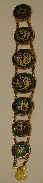 Bracelet, Pierced gold foil over glass (thewa work)