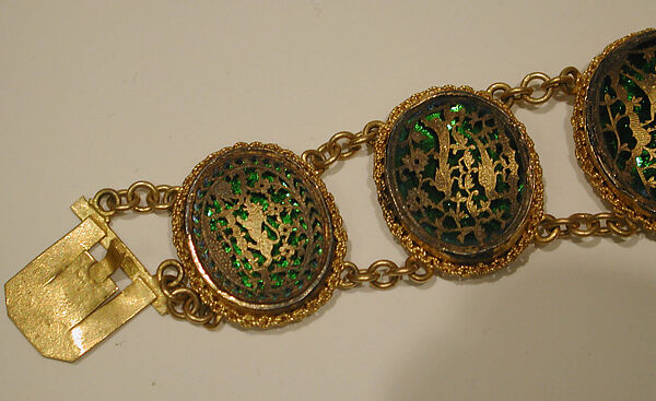 Bracelet, Pierced gold foil over glass (thewa work)