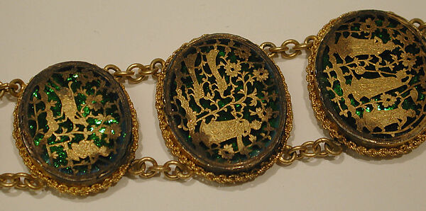 Bracelet, Pierced gold foil over glass (thewa work)