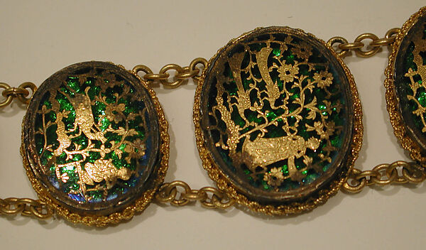 Bracelet, Pierced gold foil over glass (thewa work)