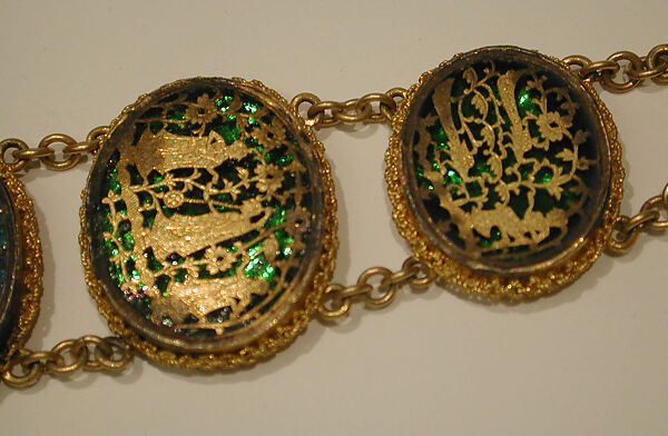 Bracelet, Pierced gold foil over glass (thewa work)
