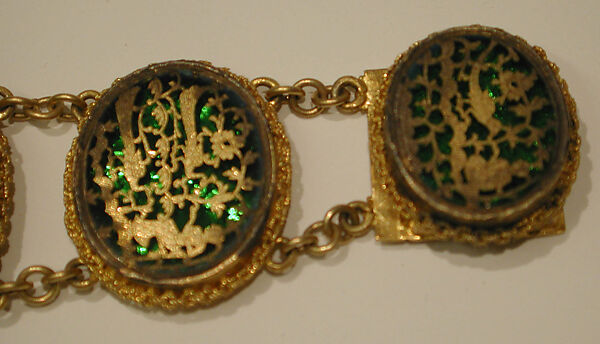 Bracelet, Pierced gold foil over glass (thewa work)