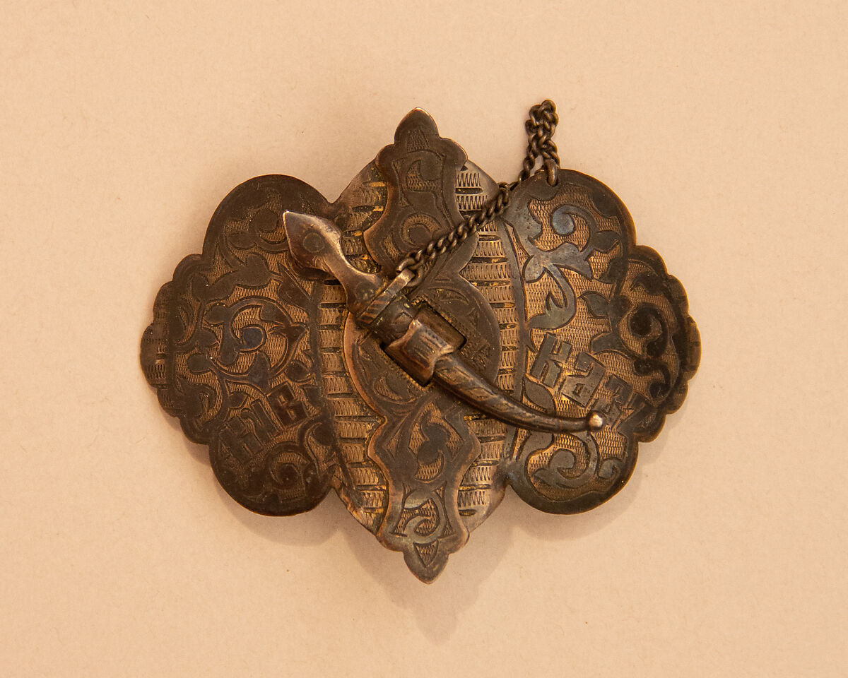 Belt Buckle, Silver, niello