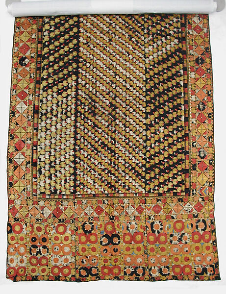 Panel, Cotton; embroidered in silk 