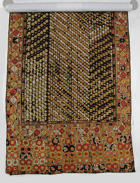 Panel, Cotton; embroidered in silk