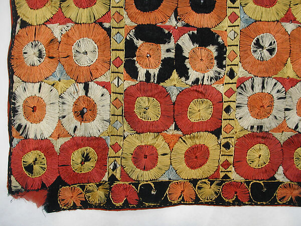 Panel, Cotton; embroidered in silk