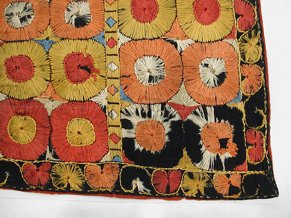 Panel, Cotton; embroidered in silk