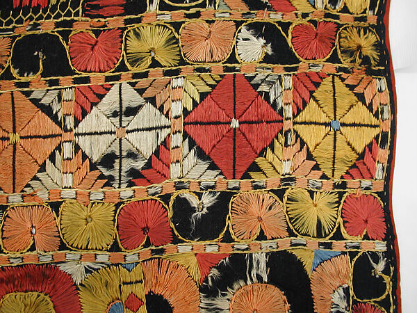 Panel, Cotton; embroidered in silk