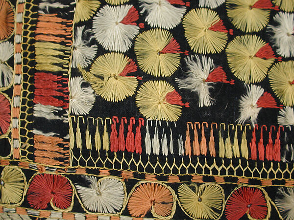 Panel, Cotton; embroidered in silk